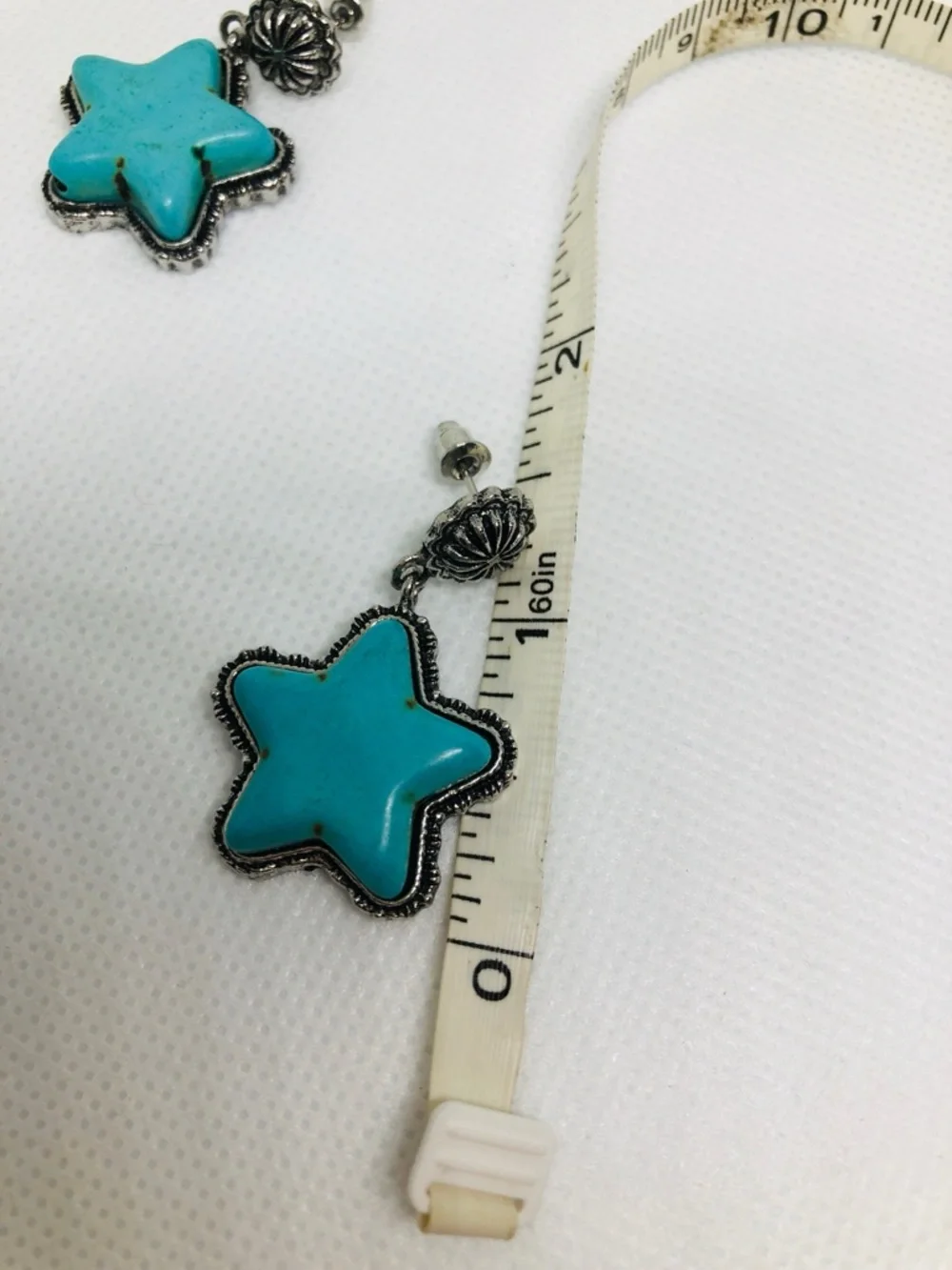 Turquoise Star Drop Earrings - Silver Accent Women Jewelry